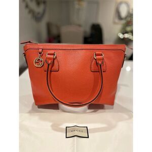 Gucci Dollar Calfskin GG Charm Satchel Orange without Strap